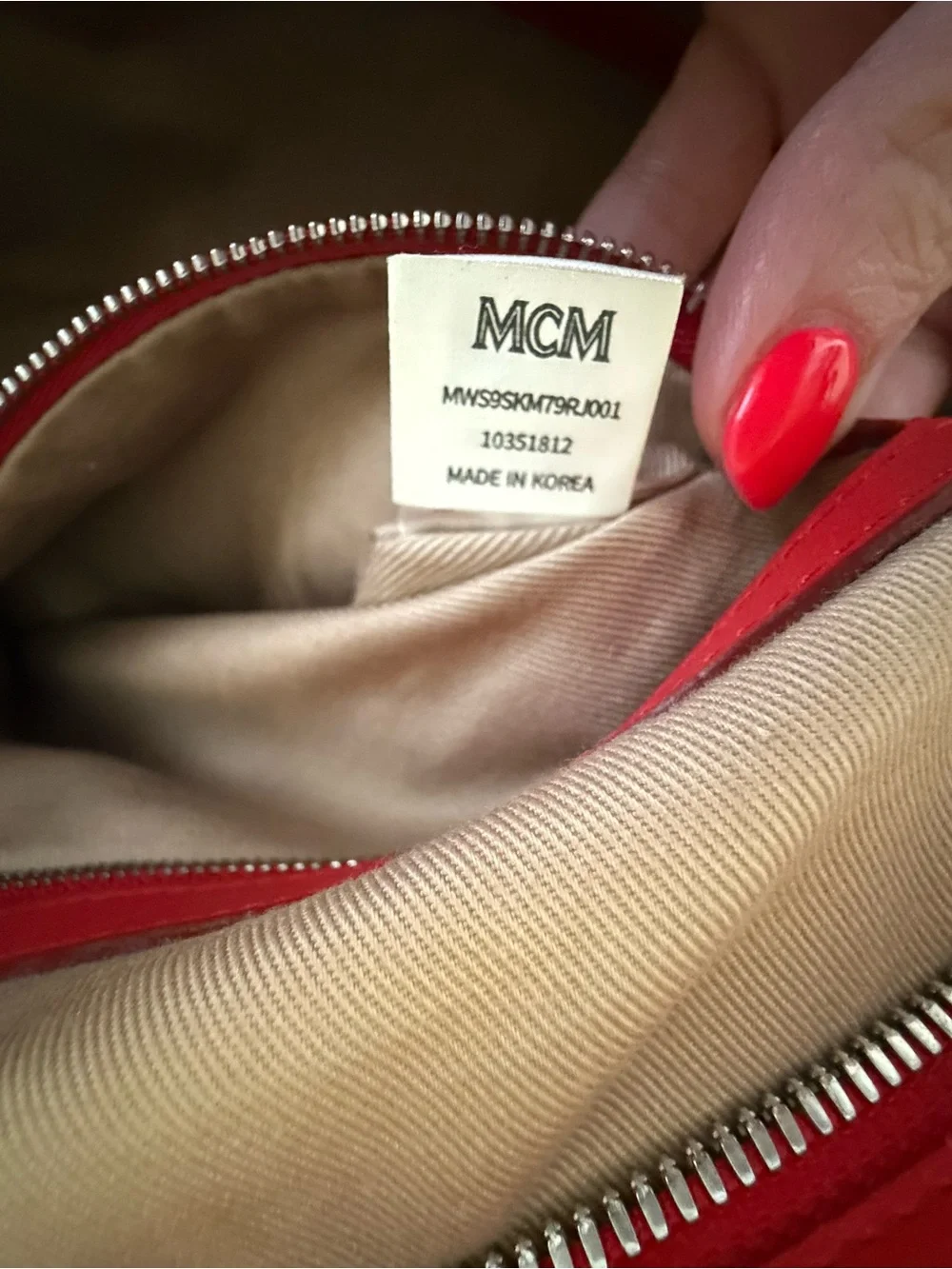 MCM Klara Embossed Leather Hobo Shoulder Bag – Red/Pink | COA Included